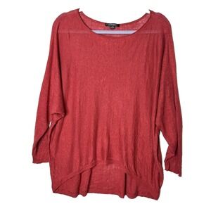 Acrobat Linen‎ Top Sz S Lightweight Summer Knit Lagenlook Minimalist Brick READ